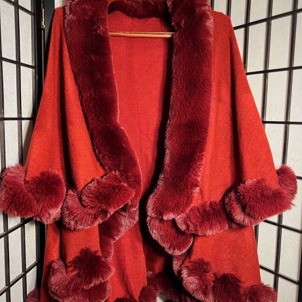 Luxurious Faux Fur Trimmed Red Puffer Coat
